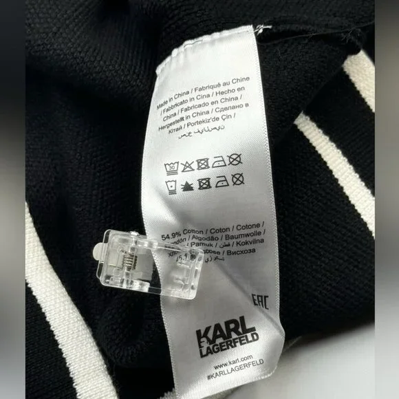 🆕KARL LAGERFELD🧿 NWT Classic Knit Dress with Embroidered Monogram, Black, Sz M - Picture 15 of 16